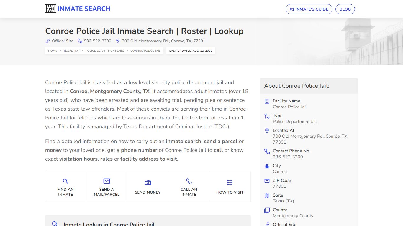 Conroe Police Jail Inmate Search | Roster | Lookup